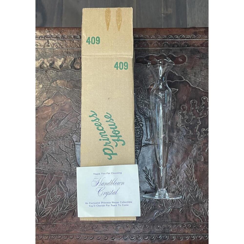 NIB Princess House Handblown Crystal Vase - Exquisite Collectible - Vintage